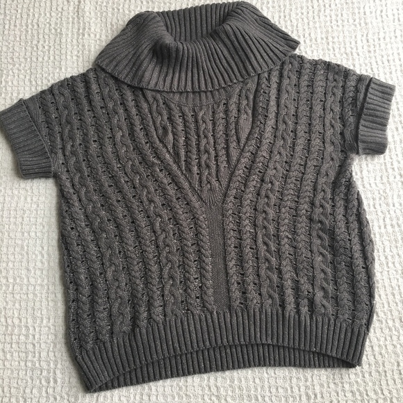 The Limited Sweaters - The Limited Gray Metallic Short Sleeve Sweater XL